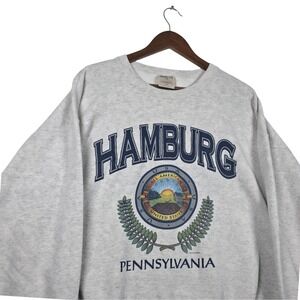 VTG 90s Hamburg Pennsylvania Sweatshirt XL Ash Gray My Town Originals Made USA